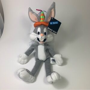 Bugs Bunny birthday Gray and White Bean Bag Plush Toy VTG w Tag